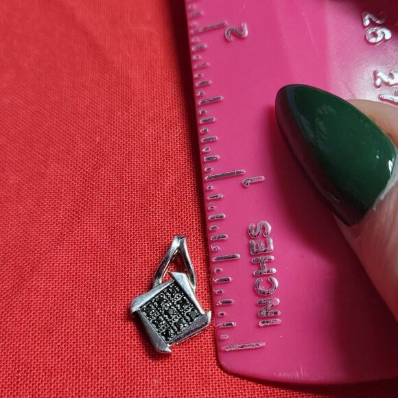 Black Pave Diamond Sterling Silver Pendant - Picture 7 of 8